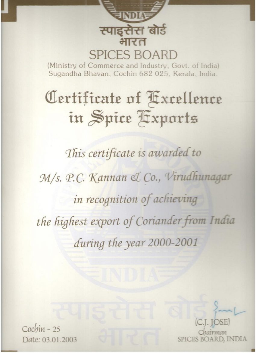 Top Most Coriander Export 2000 2001 1