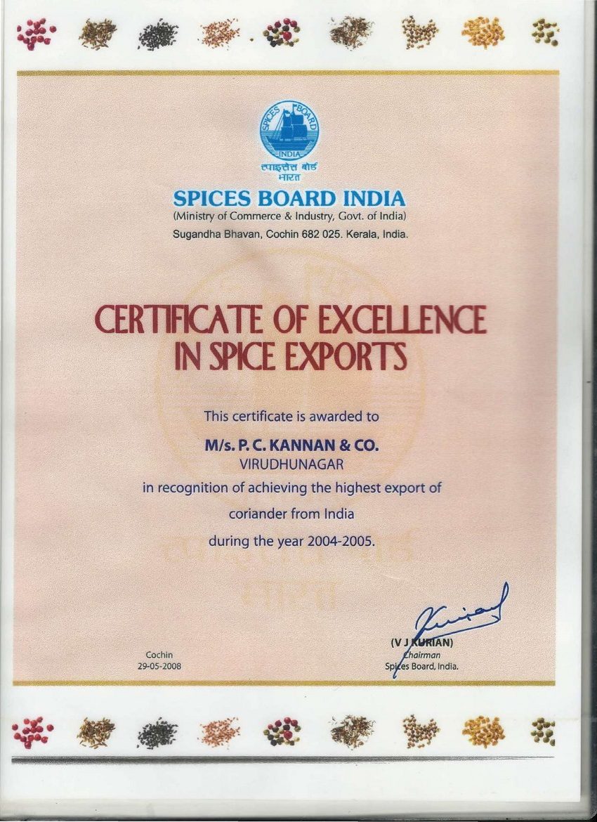 Top Most Coriander Export 2004 2005 1