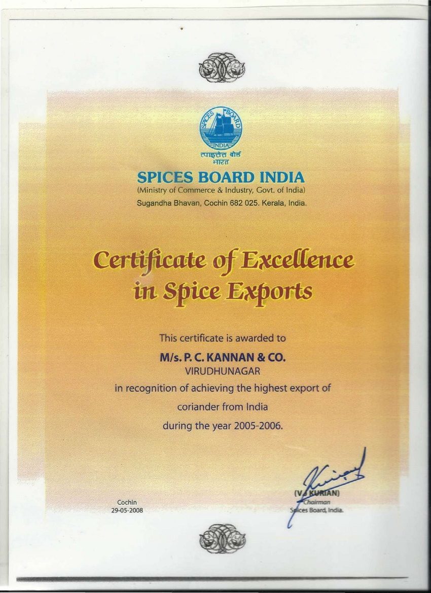 Top Most Coriander Export 2005 2006 1