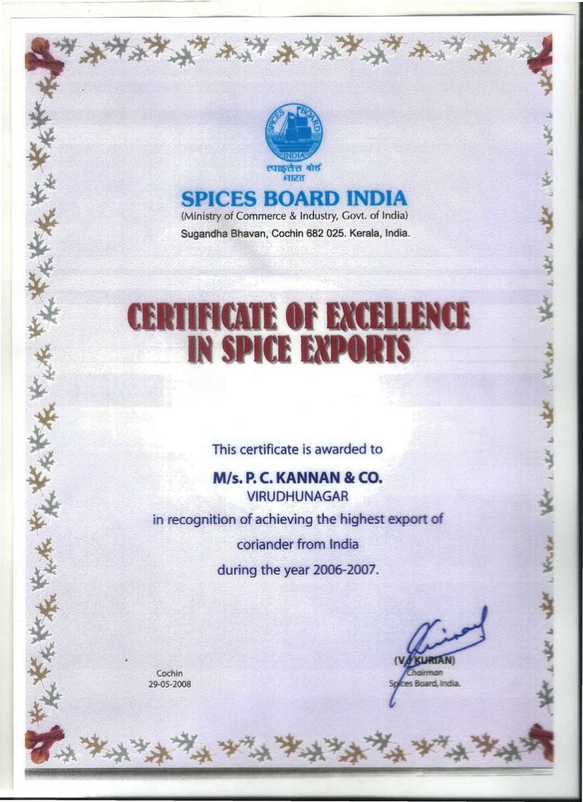 Top Most Coriander Export 2006 2007 1